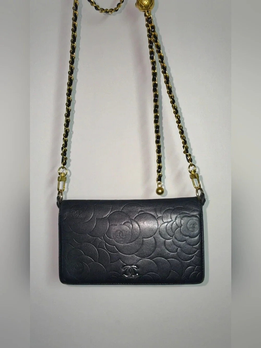 Authentic Chanel Long Clutch/Wallet Black Leather